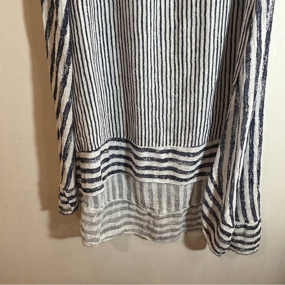 ANGELA MARA Sz XL Dress Beach Cover High Low Striped Sheer Flowy Fresh Maxi - Picture 5 of 8